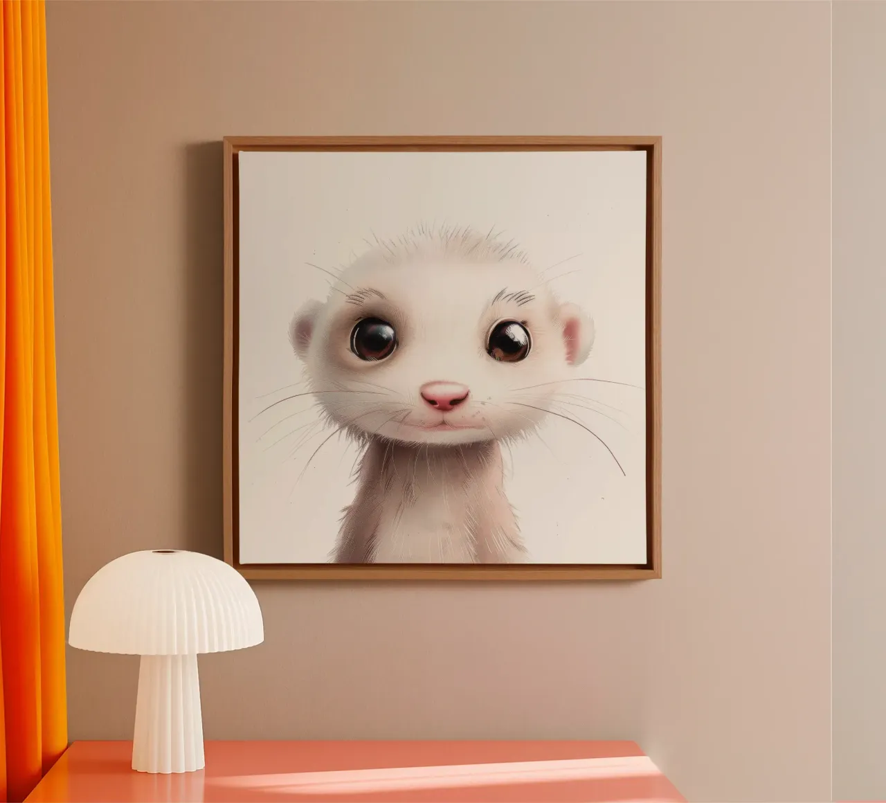 Incantevole kit di furetti bianchi - Illustrazione di un animale domestico giocoso tela con Cornice a cassetta da DesignDoodle