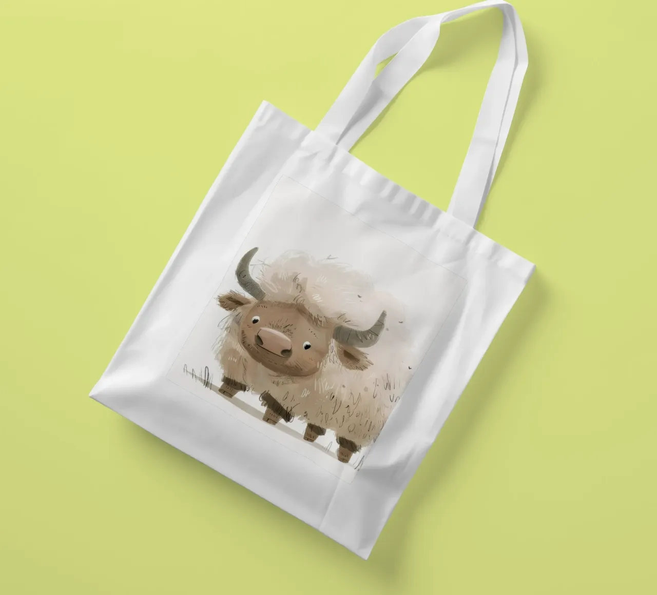 Grillige Yak Illustratie - Rustieke en Unieke Dierenkunst jute draagtas van DesignDoodle