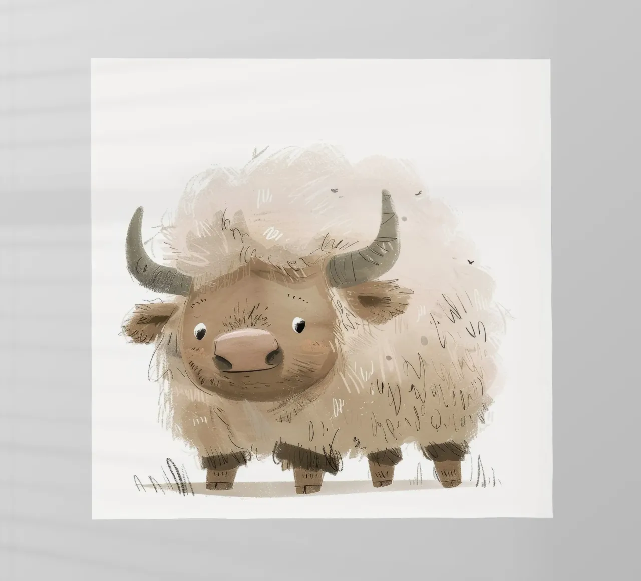 Grillige Yak Illustratie - Rustieke en Unieke Dierenkunst backlit folie van DesignDoodle