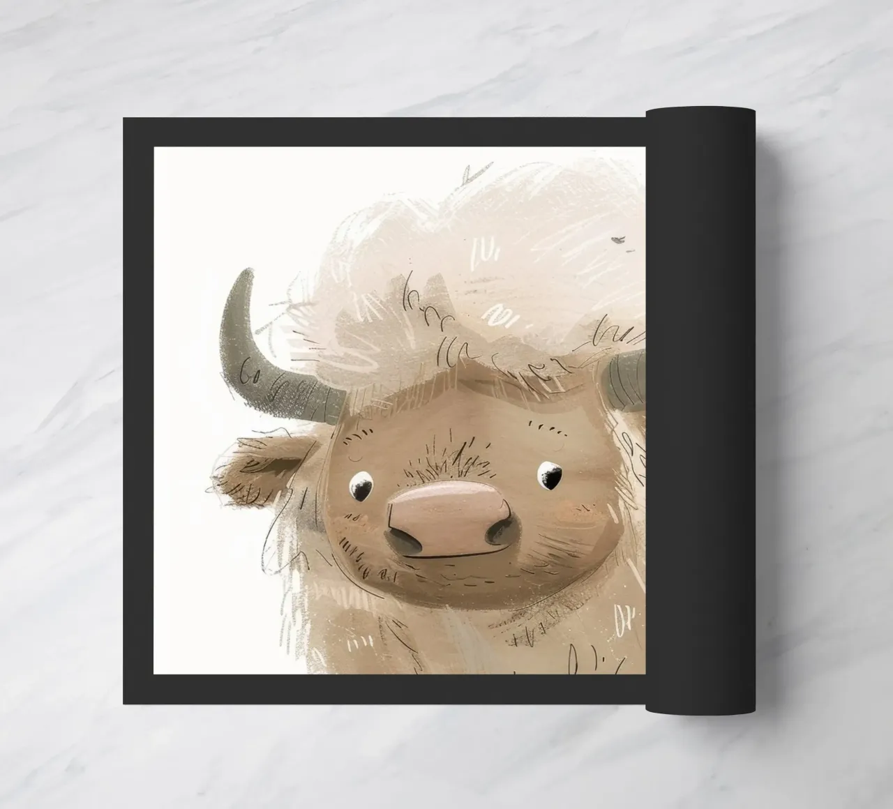 Illustrazione stravagante di yak - Arte animale unica e rustica zerbino da DesignDoodle