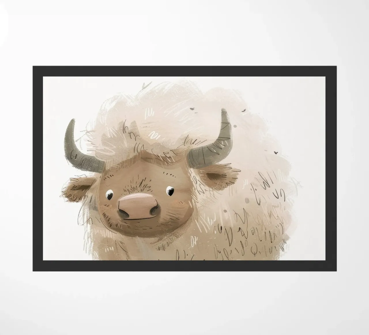 Illustrazione stravagante di yak - Arte animale unica e rustica zerbino da DesignDoodle