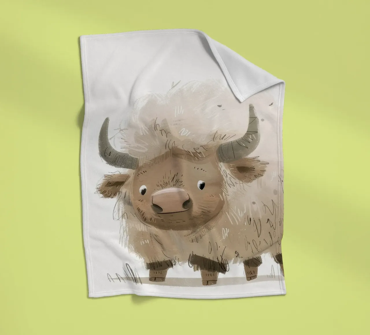 Whimsical Yak Illustration – Rustic and Unique Animal Art fleece blanket by DesignDoodle