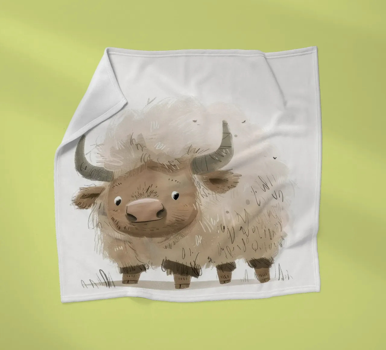 Whimsical Yak Illustration – Rustic and Unique Animal Art fleece blanket by DesignDoodle