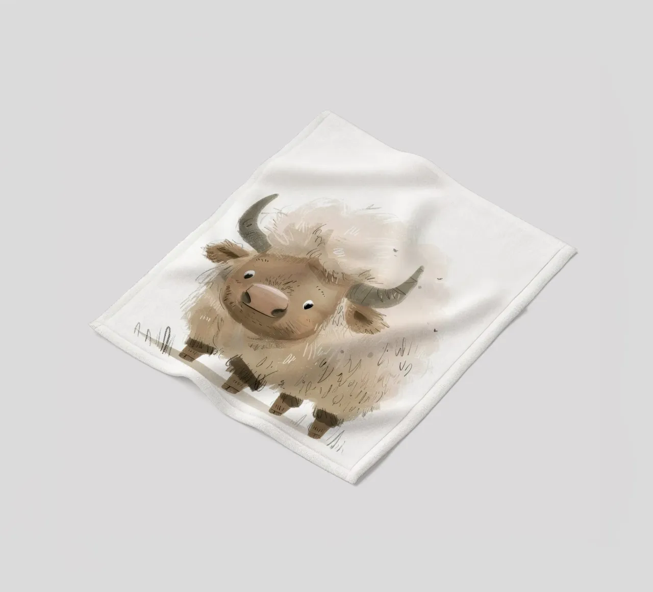 Whimsical Yak Illustration – Rustic and Unique Animal Art fleece blanket by DesignDoodle