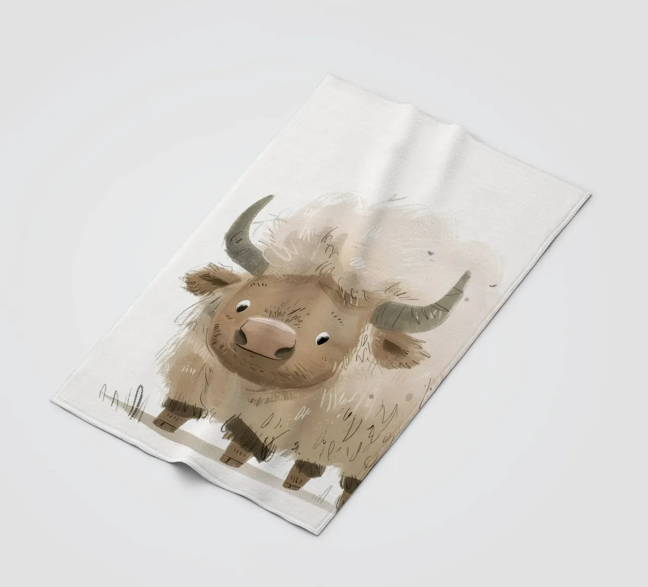 Whimsical Yak Illustration – Rustic and Unique Animal Art fleece blanket by DesignDoodle