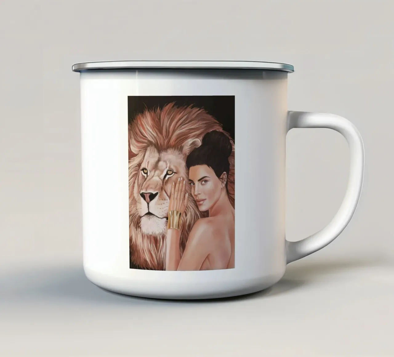 Sguardo dell'anima leonina tazza in smalto da Infinite Chroma
