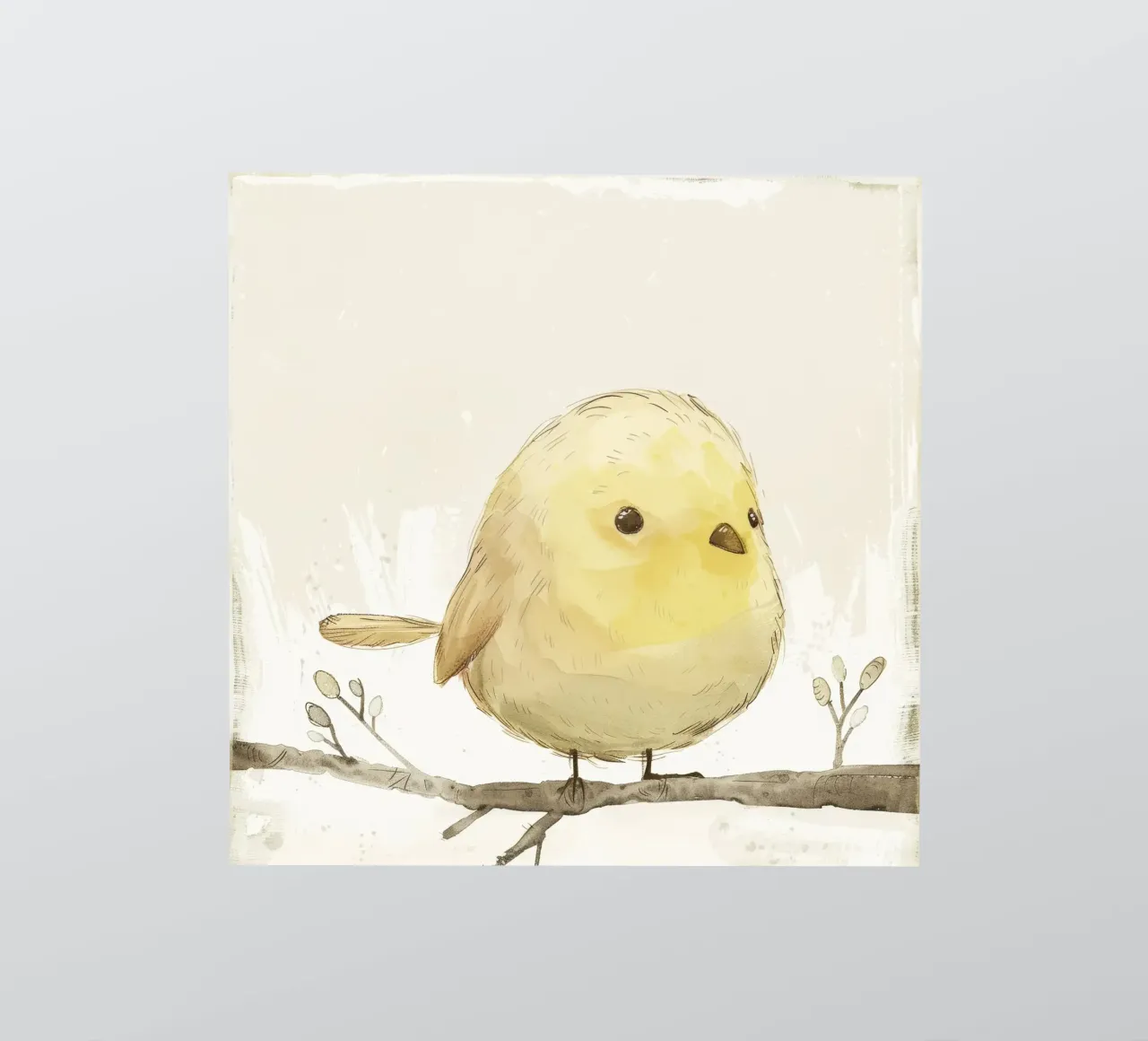 Delightful Yellow Bird on Branch – Cheerful Wildlife Art sticker by DesignDoodle