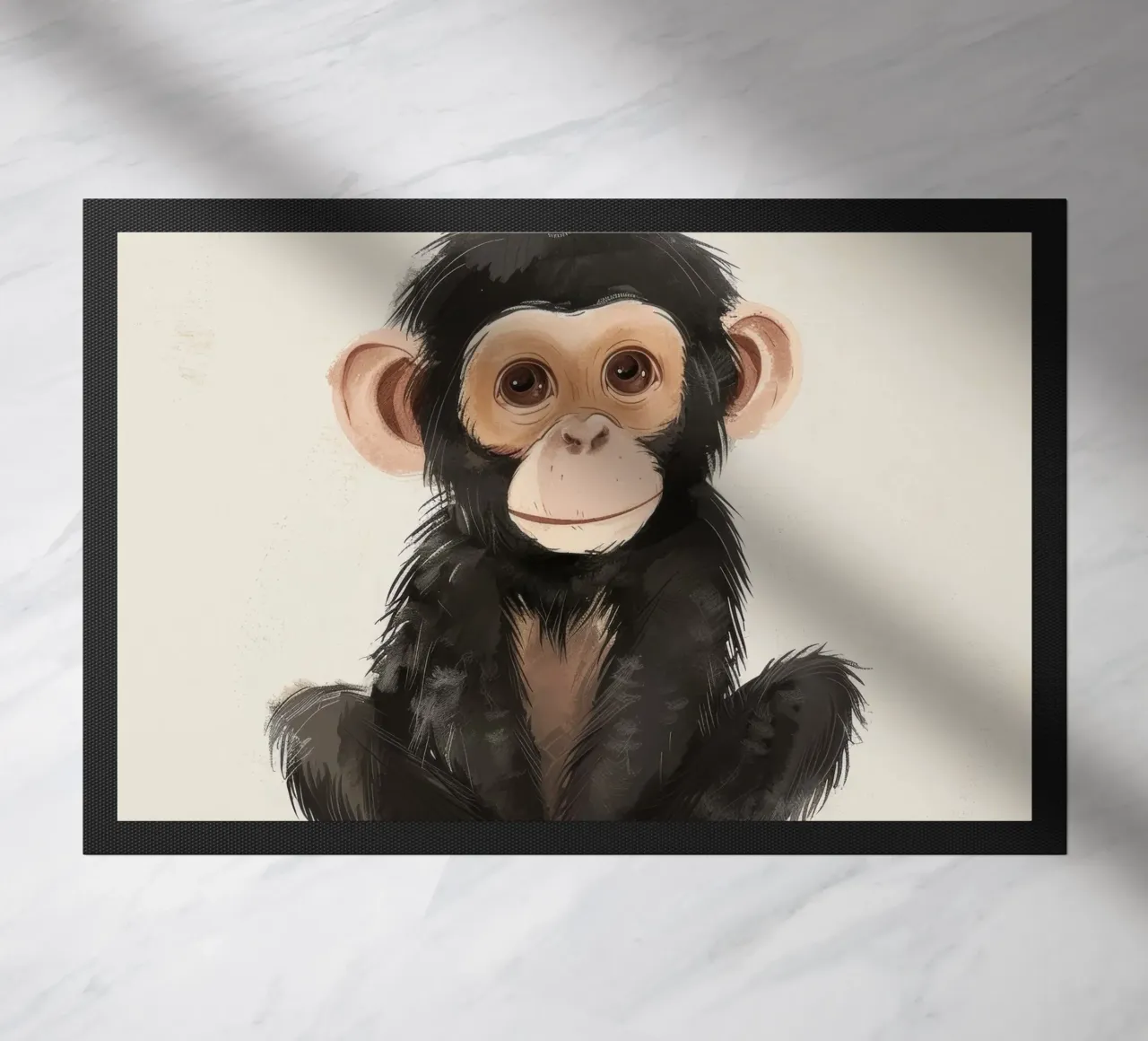 Illustrazione di un giovane scimpanzé - Animale giocoso zerbino da DesignDoodle
