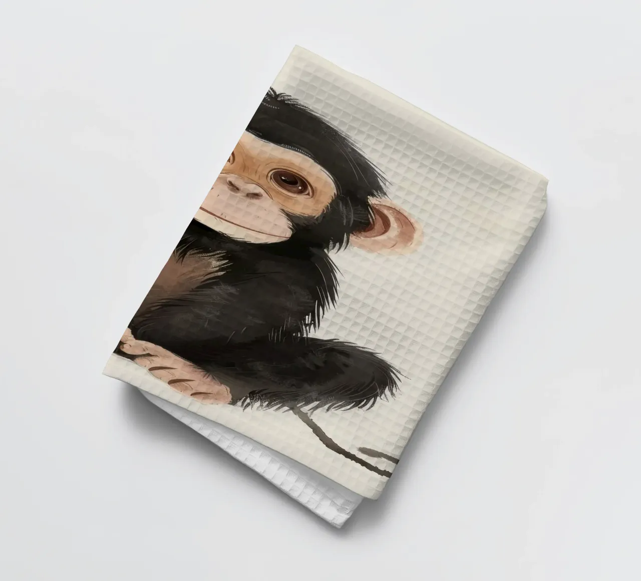 Illustration attachante d'un jeune chimpanzé - Animal enjoué torchon de DesignDoodle