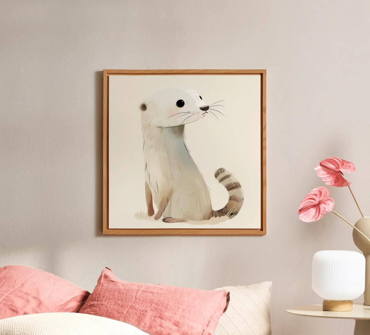 Loutre pâle sereine assise - Illustration de la nature paisible alu dibond de DesignDoodle