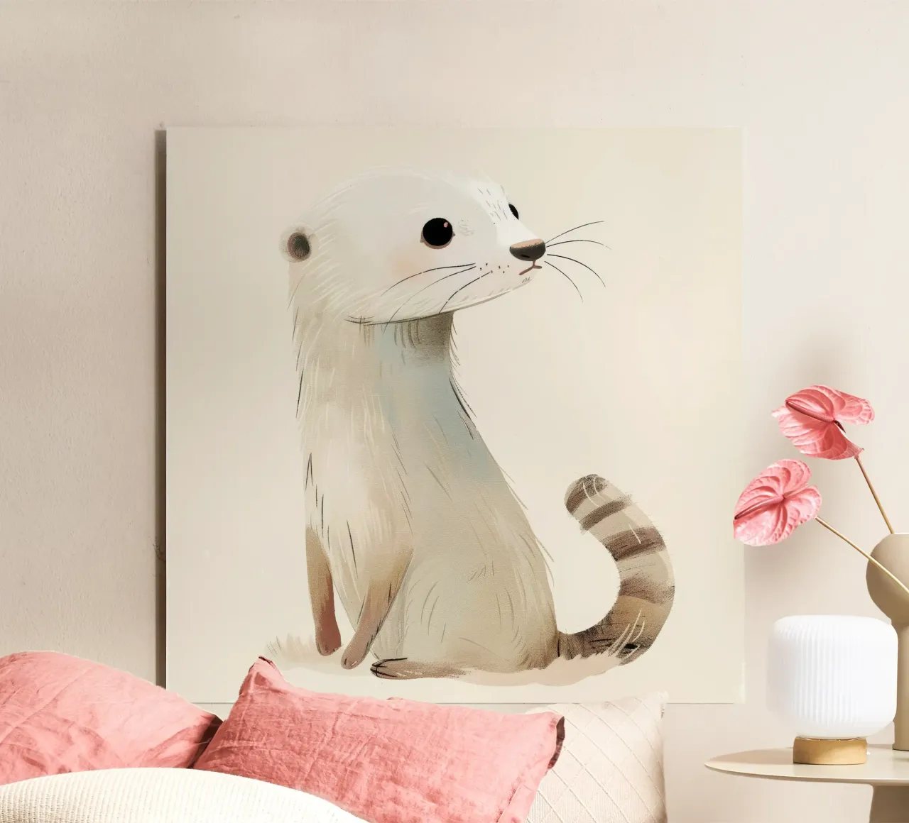 Loutre pâle sereine assise - Illustration de la nature paisible alu dibond de DesignDoodle