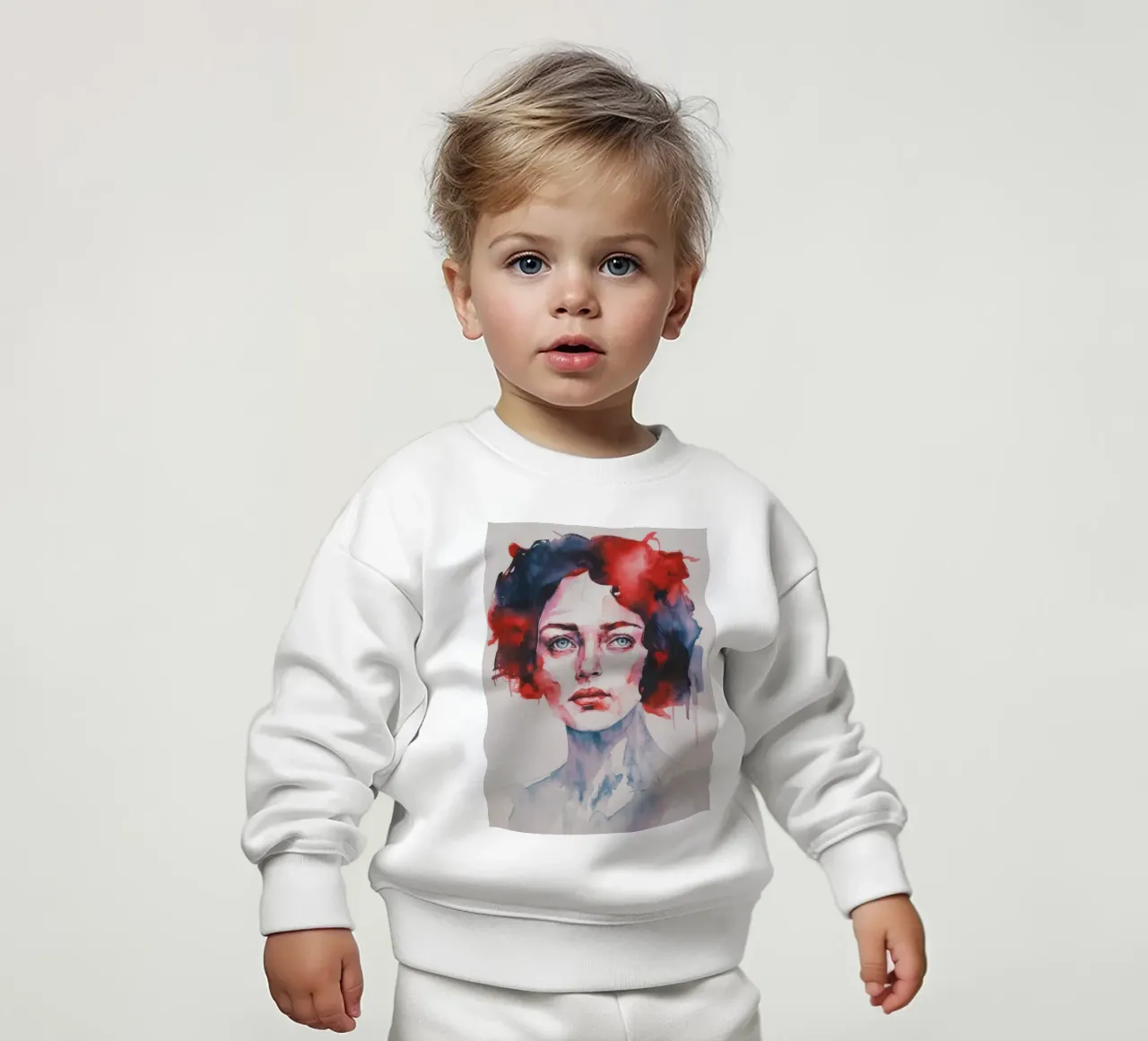 Karmijnrode azuurblauwe echo baby sweatshirt van Infinite Chroma