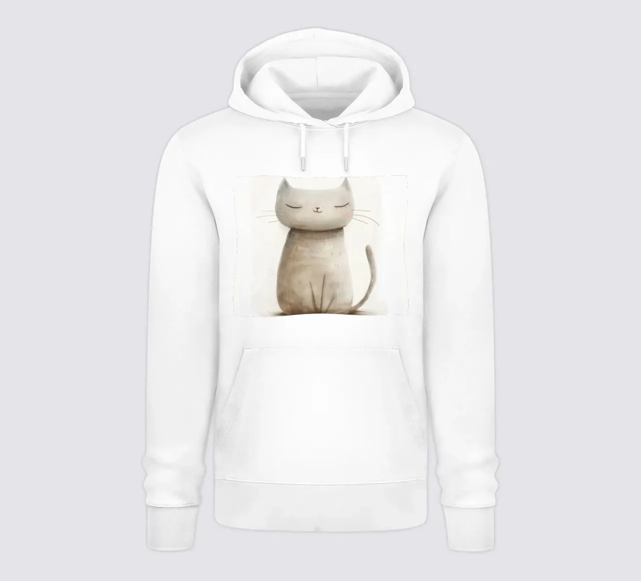Elegant Seated Grey Cat Artwork – Minimalist Cat Design hoodie by DesignDoodle