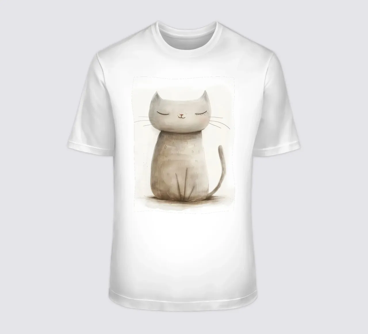 Dessin élégant d'un chat gris assis - Minimalist Cat Design t-shirt de DesignDoodle