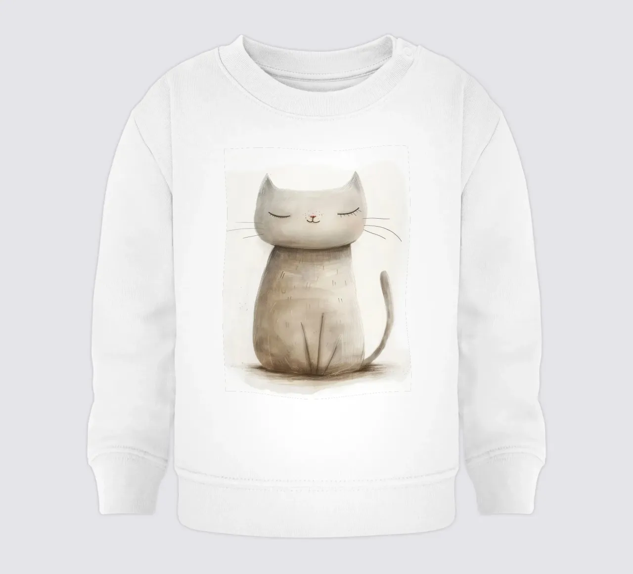 Dessin élégant d'un chat gris assis - Minimalist Cat Design sweat pour bébé de DesignDoodle