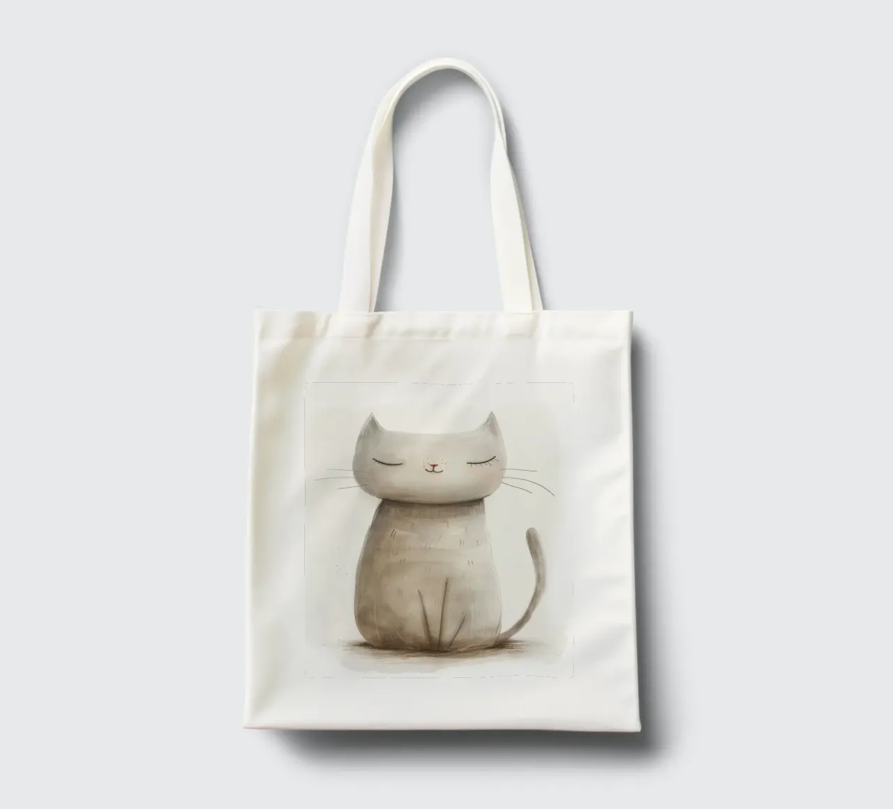 Dessin élégant d'un chat gris assis - Minimalist Cat Design tote bag de DesignDoodle