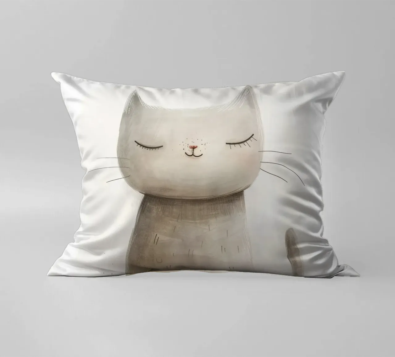 Dessin élégant d'un chat gris assis - Minimalist Cat Design coussin de DesignDoodle
