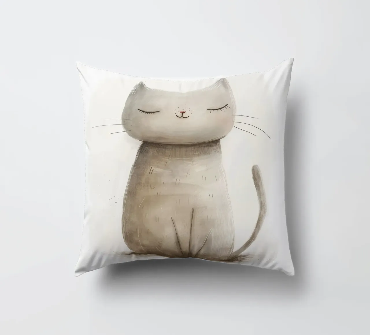 Dessin élégant d'un chat gris assis - Minimalist Cat Design coussin de DesignDoodle
