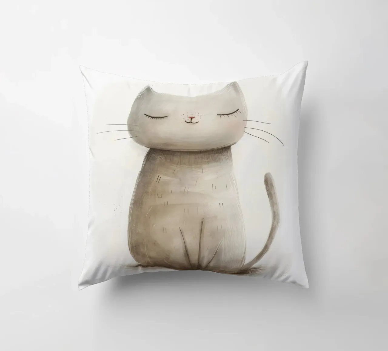 Dessin élégant d'un chat gris assis - Minimalist Cat Design coussin de DesignDoodle