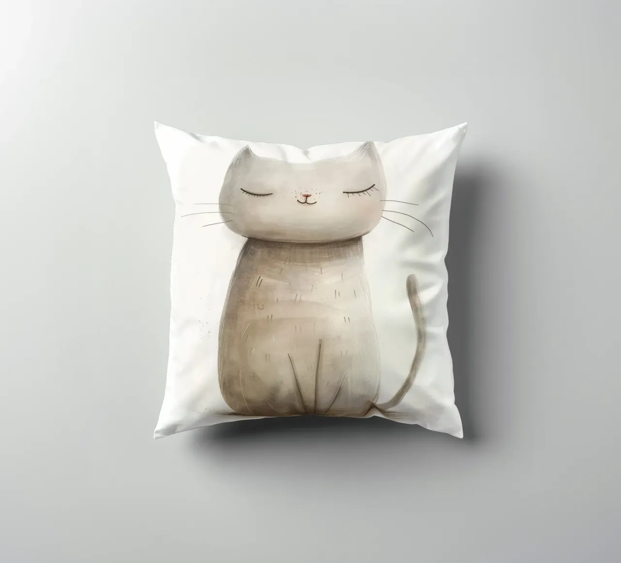 Dessin élégant d'un chat gris assis - Minimalist Cat Design coussin de DesignDoodle