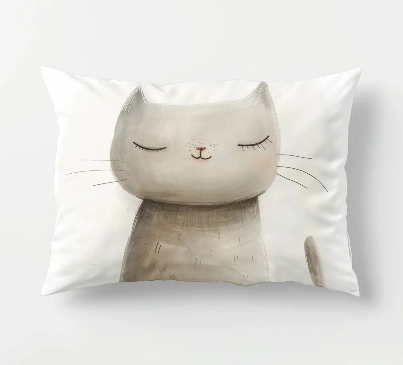 Dessin élégant d'un chat gris assis - Minimalist Cat Design coussin de DesignDoodle