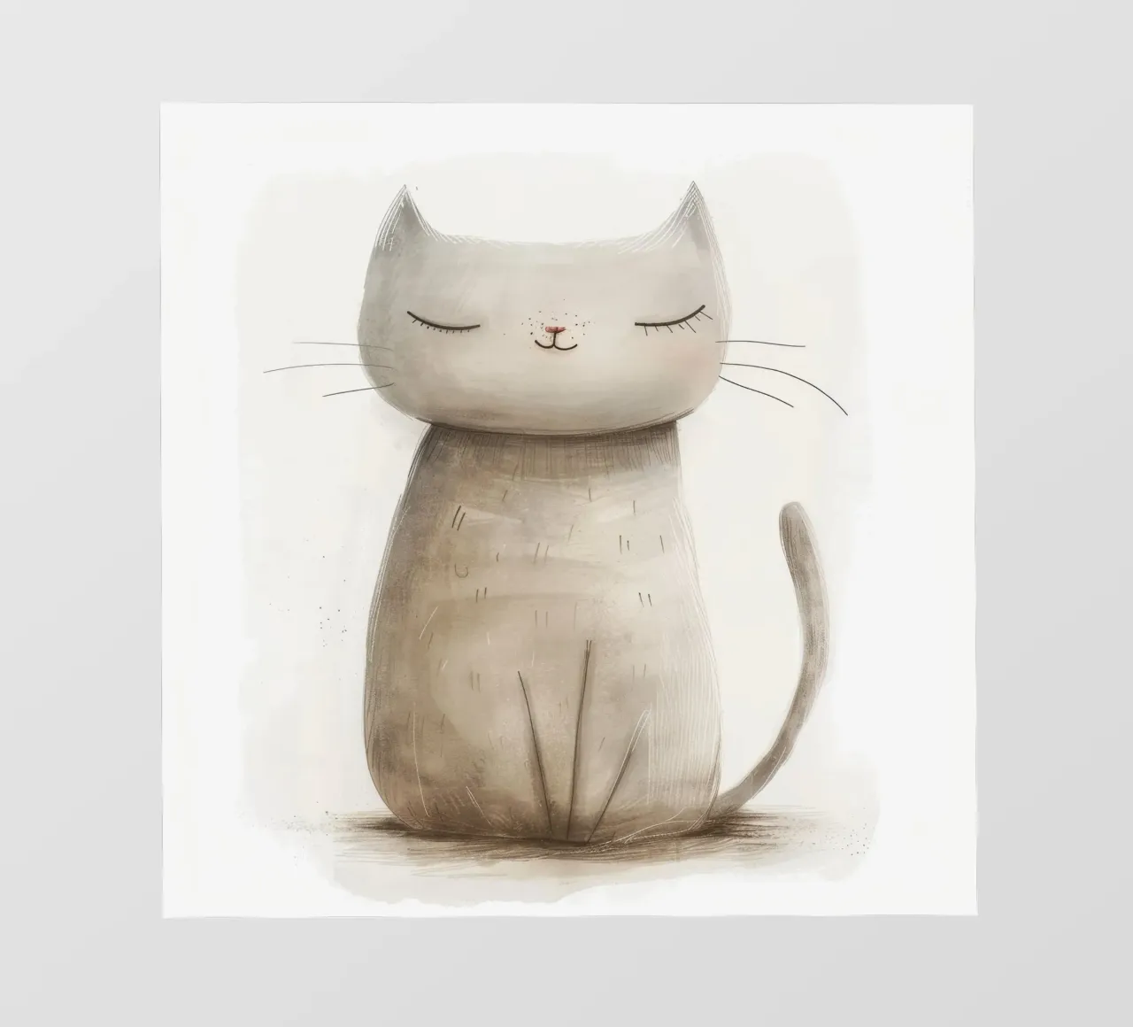 Dessin élégant d'un chat gris assis - Minimalist Cat Design bâche pvc de DesignDoodle