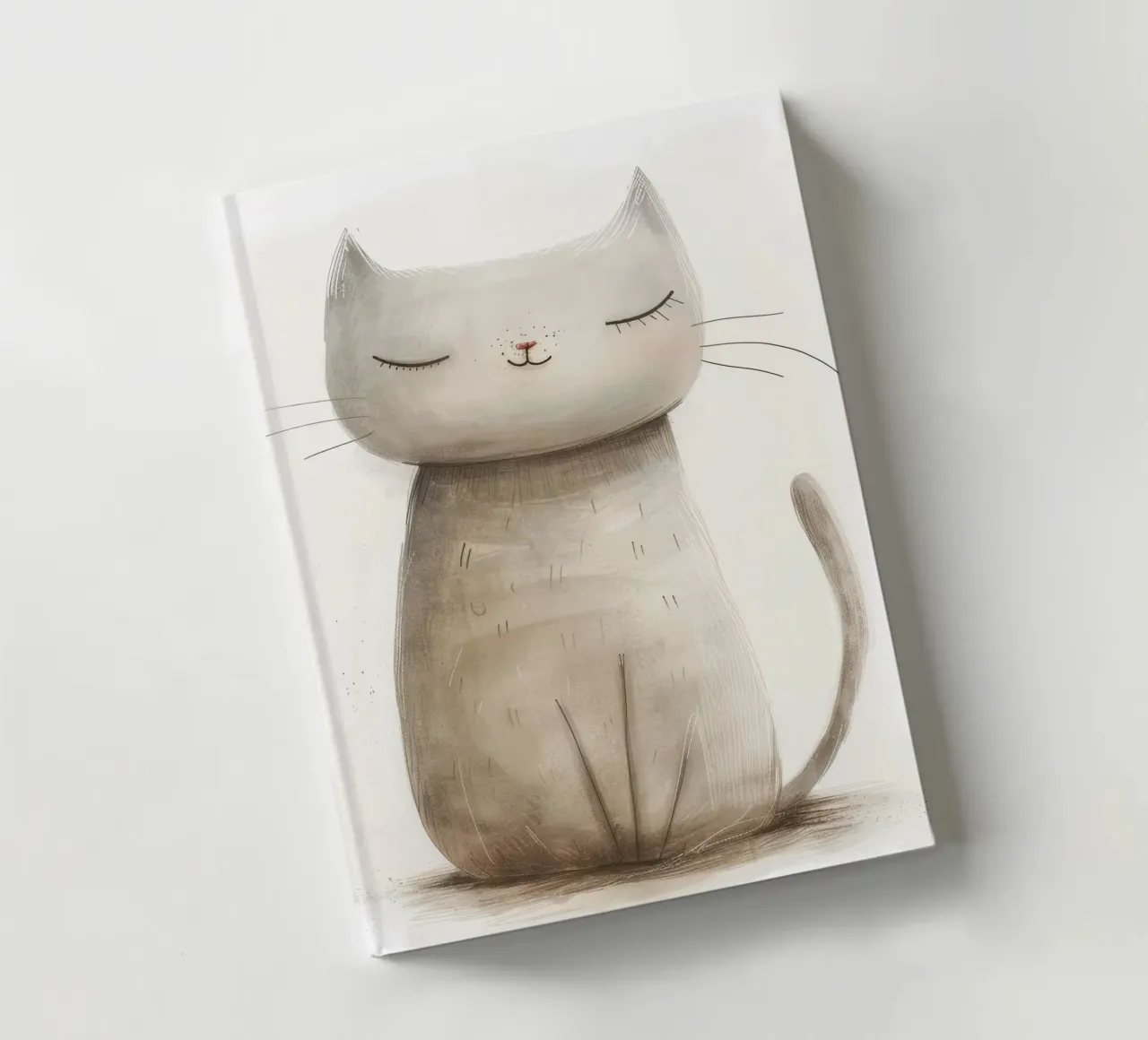 Dessin élégant d'un chat gris assis - Minimalist Cat Design carnet de notes de DesignDoodle