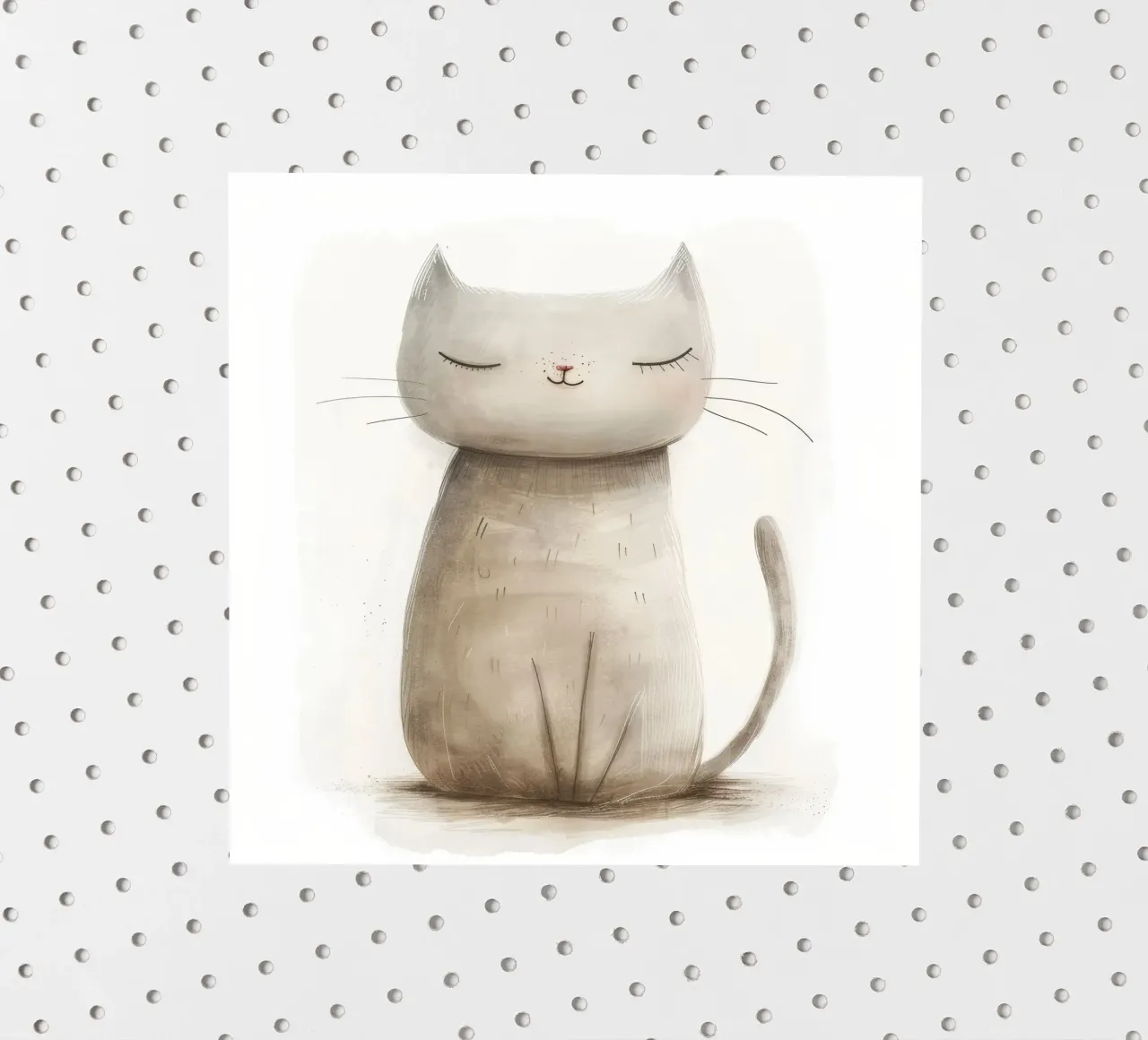 Dessin élégant d'un chat gris assis - Minimalist Cat Design autocollant de DesignDoodle