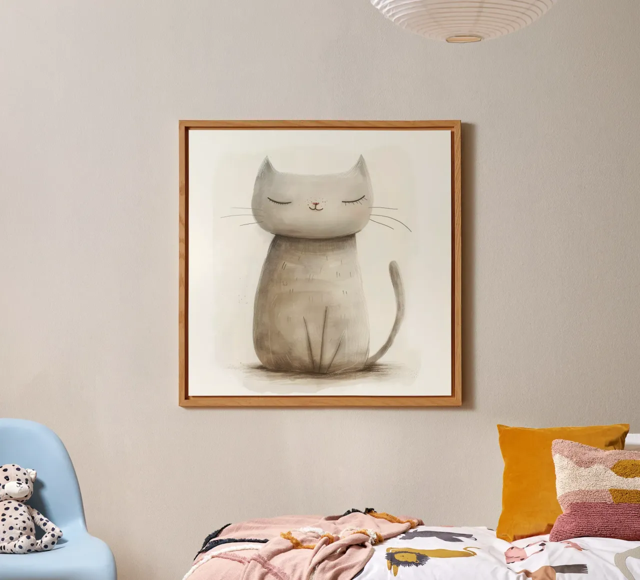 Dessin élégant d'un chat gris assis - Minimalist Cat Design alu dibond de DesignDoodle