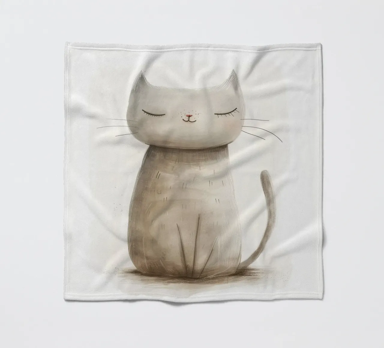 Elegant Zittende Grijze Kat Kunstwerk - Minimalistisch Kattenontwerp fleecedeken van DesignDoodle