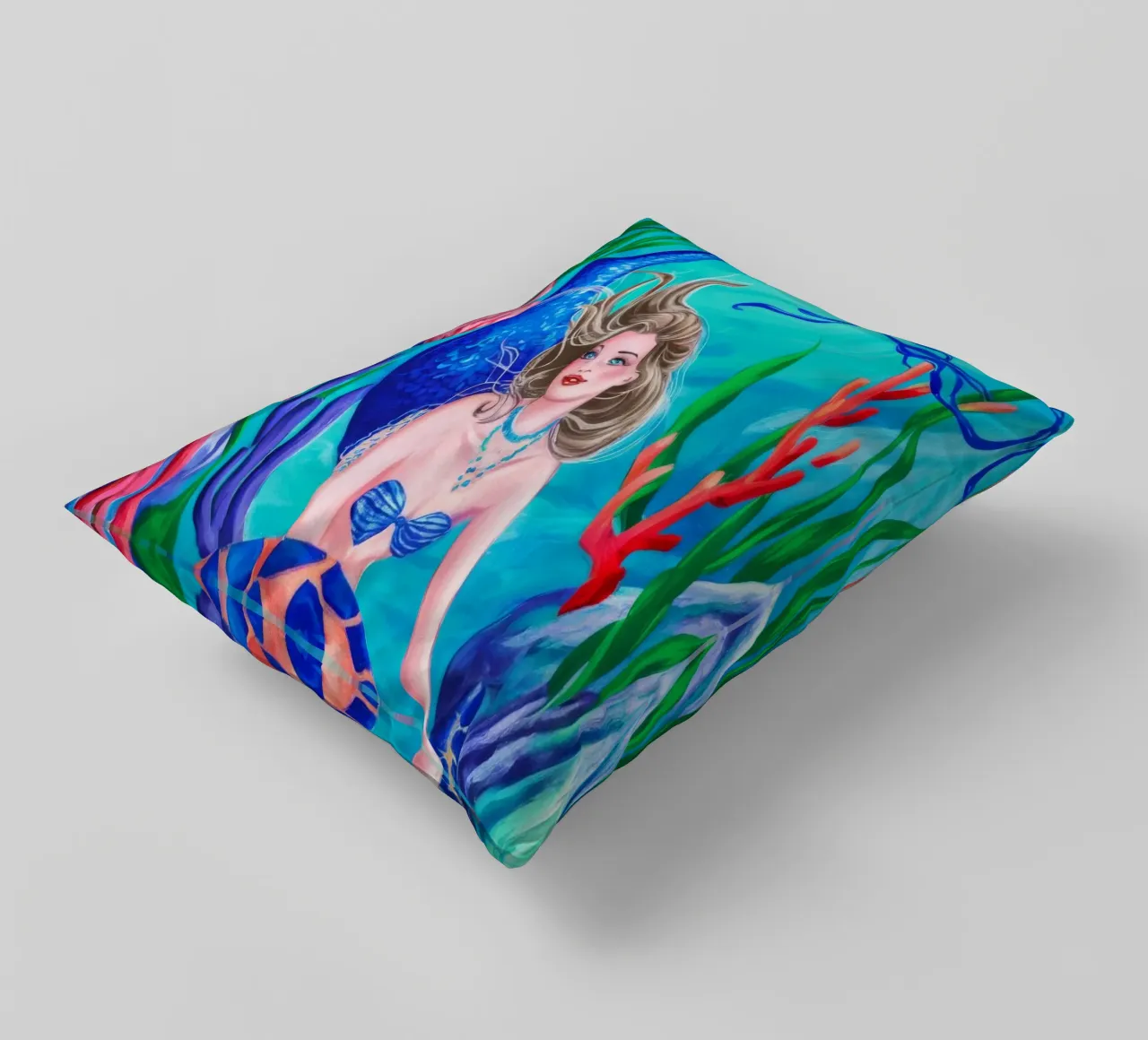 Coralia Crimson Current decorative cushion by Infinite Chroma