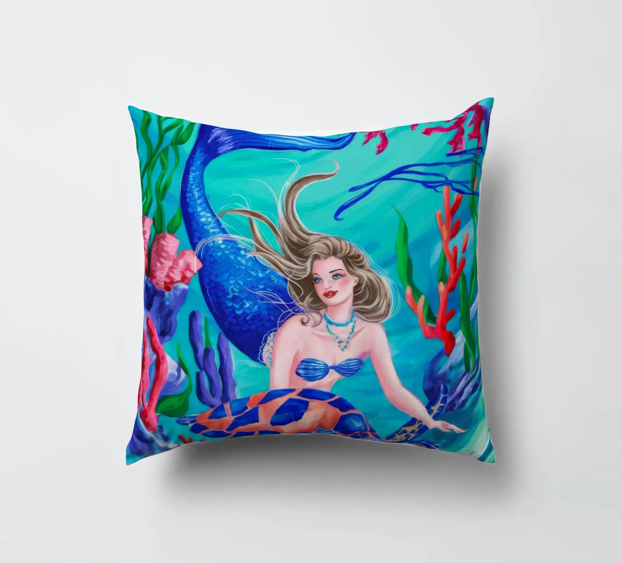 Coralia Crimson Current decorative cushion by Infinite Chroma