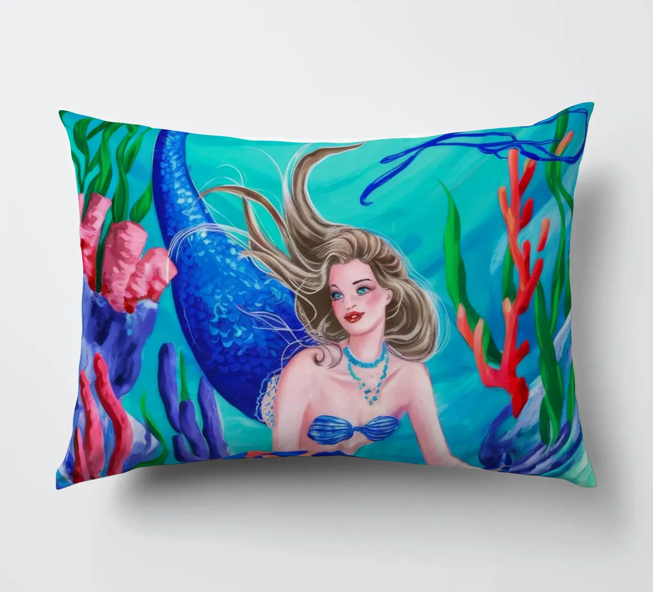 Coralia Crimson Current decorative cushion by Infinite Chroma