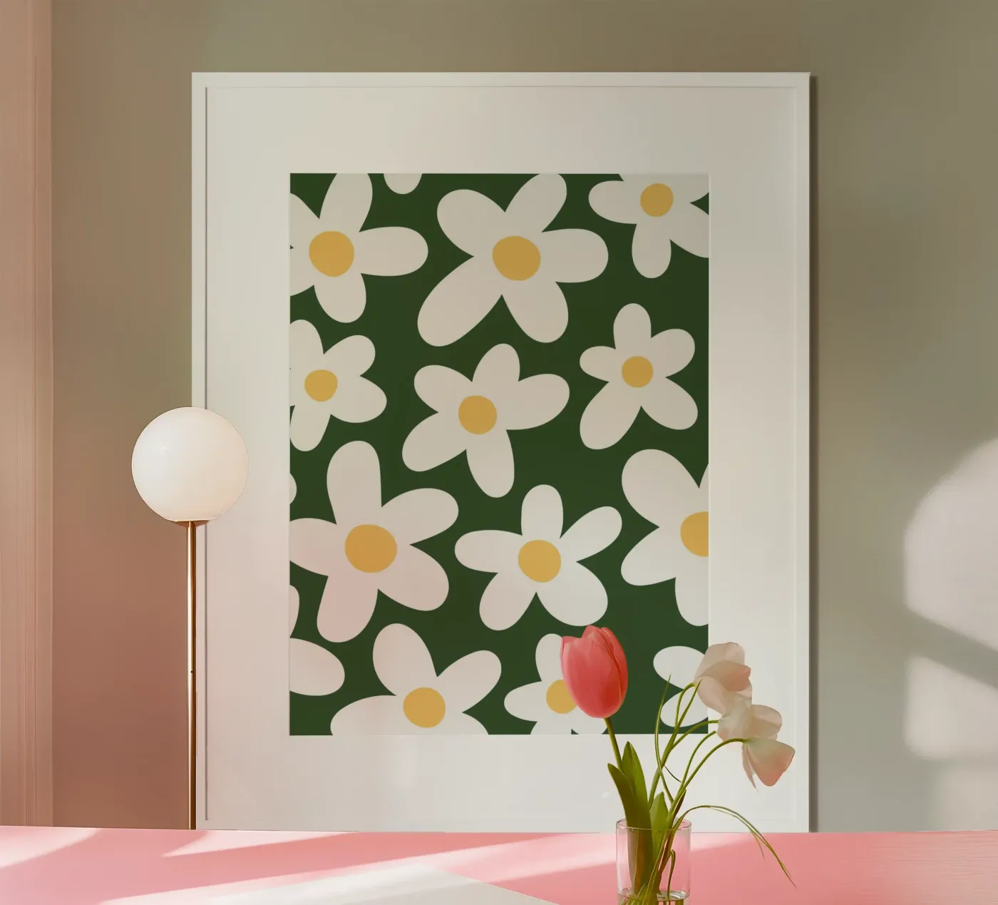 Minimal Daisy Flower Pattern poster by pdigitalprints