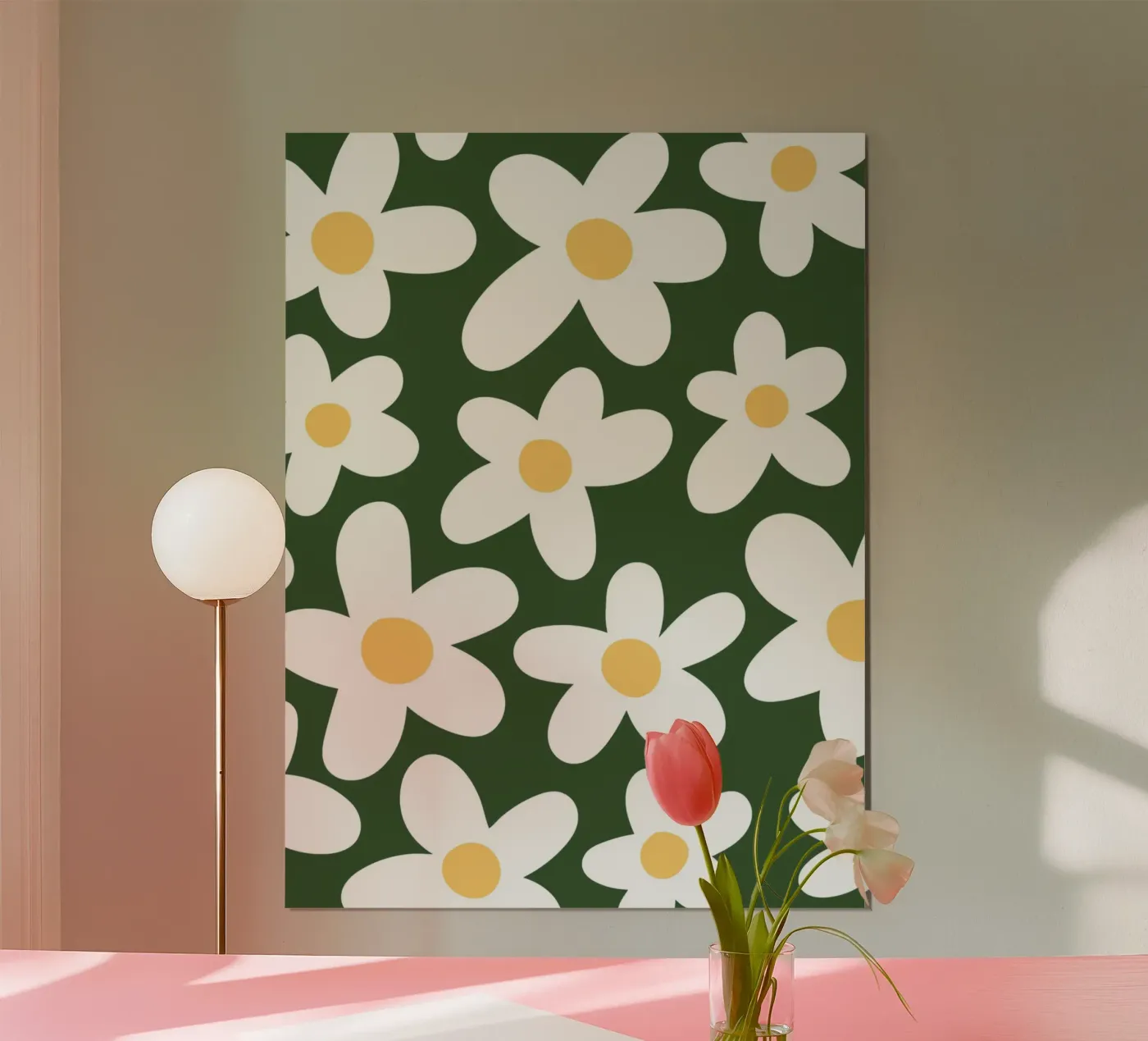 Minimal Daisy Flower Pattern poster by pdigitalprints