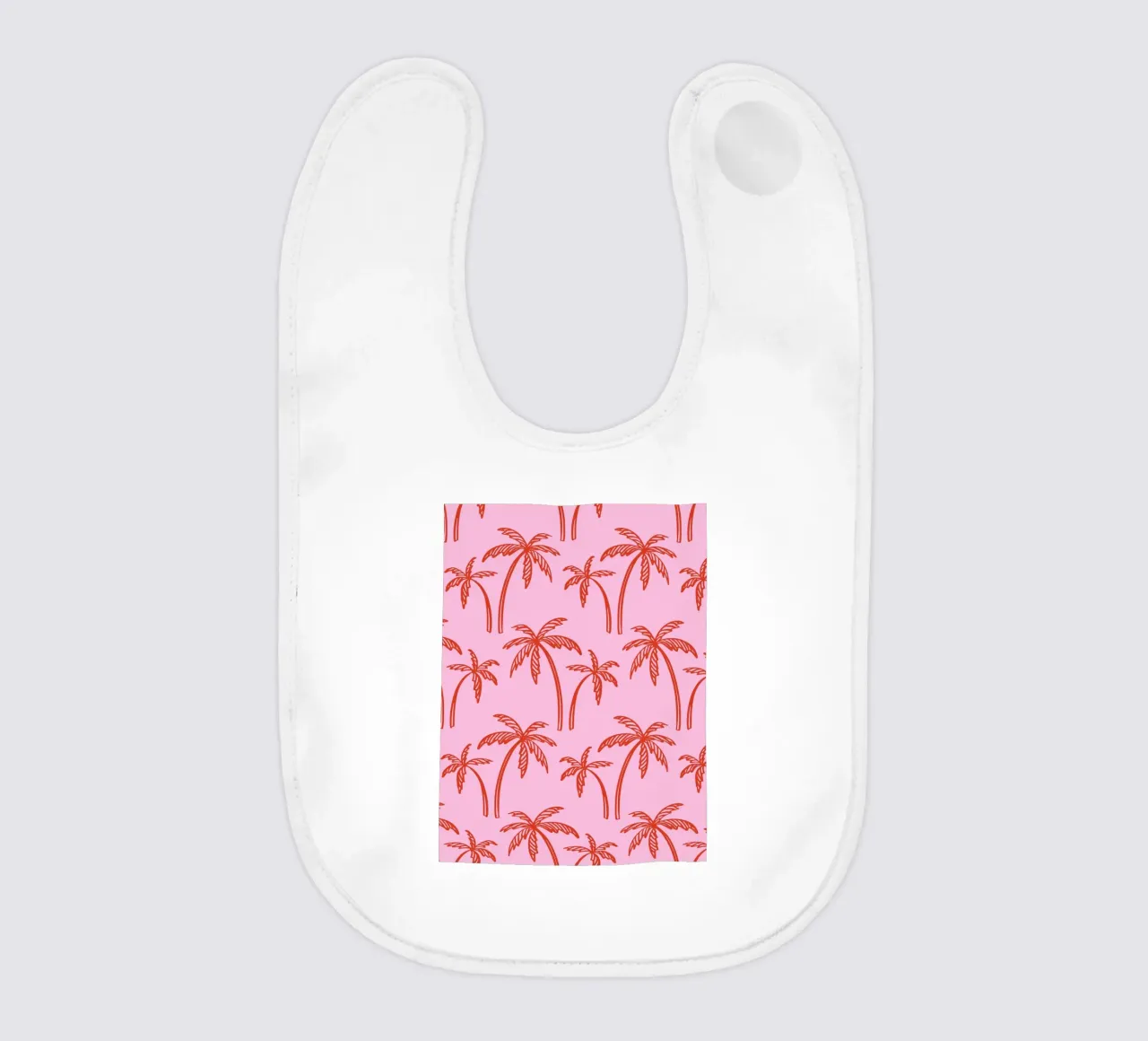 Tropical Palm Tree Pattern – Pink and Red Retro Beach Vibes baby bib by pdigitalprints