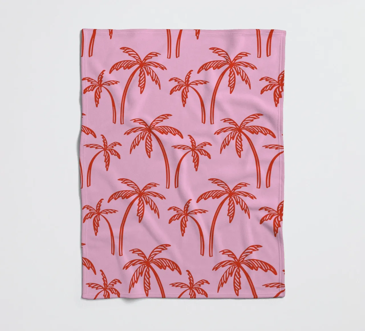 Tropical Palm Tree Pattern – Pink and Red Retro Beach Vibes fleece blanket by pdigitalprints