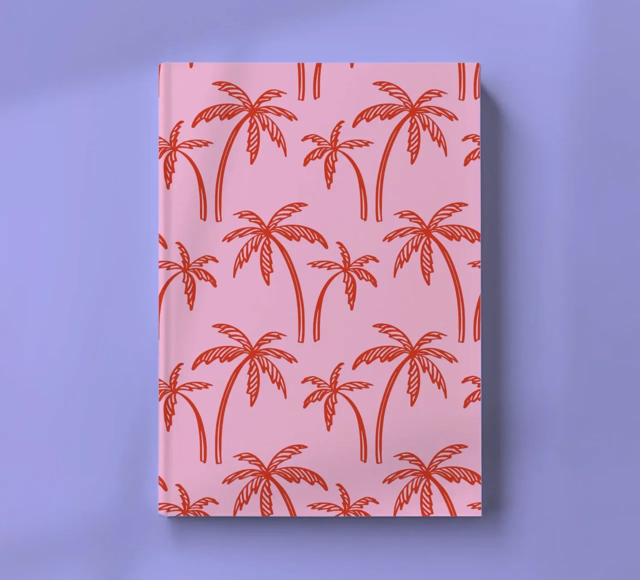 Tropical Palm Tree Pattern – Pink and Red Retro Beach Vibes notebook by pdigitalprints