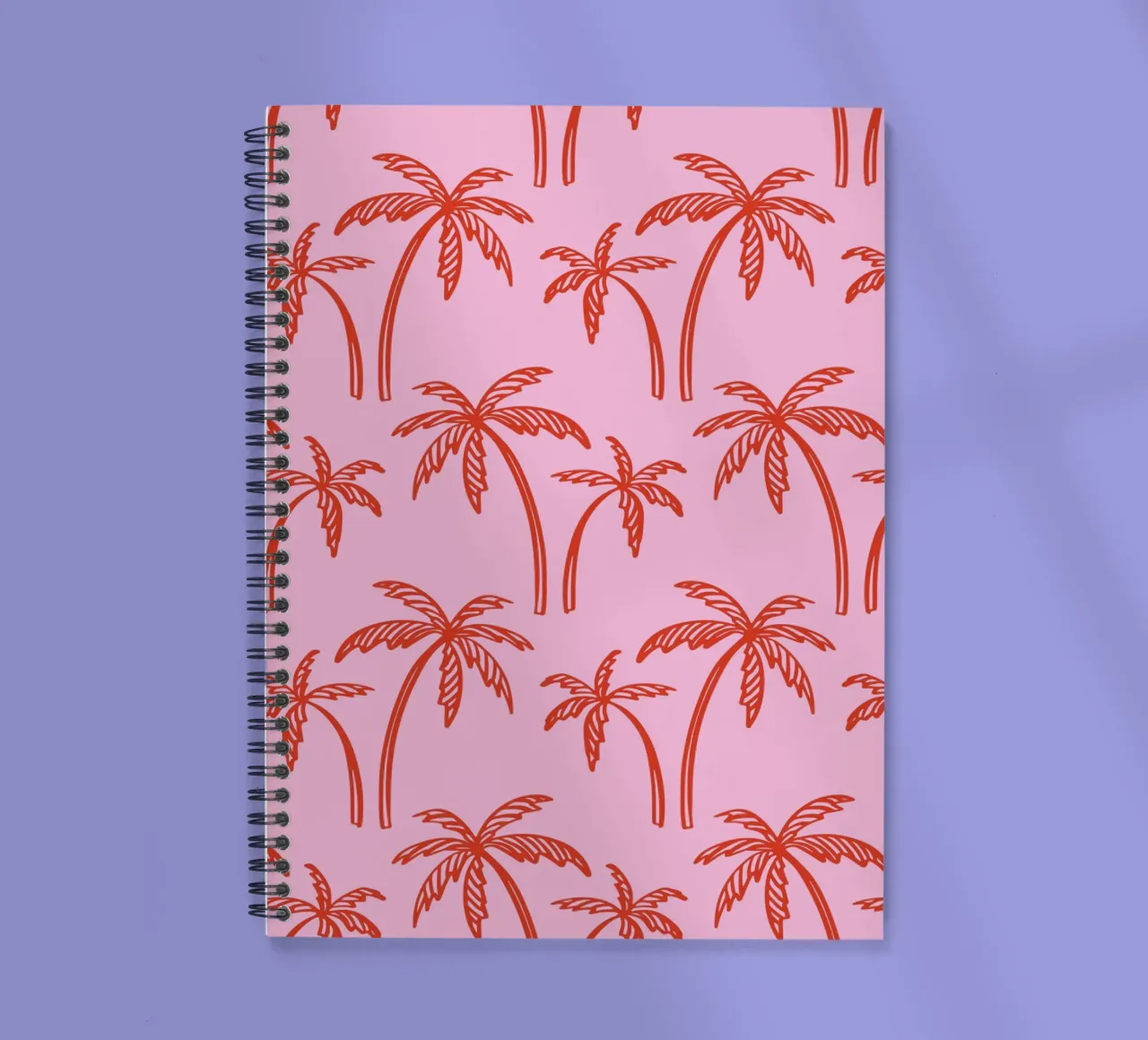 Tropical Palm Tree Pattern – Pink and Red Retro Beach Vibes spiral notebook by pdigitalprints