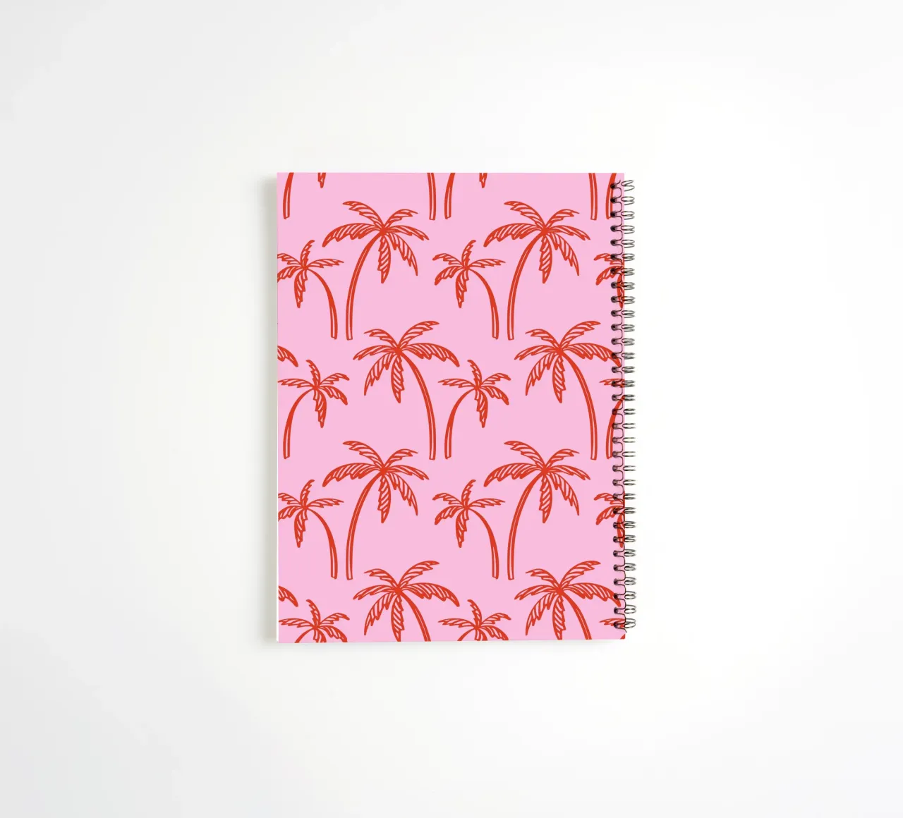 Tropical Palm Tree Pattern – Pink and Red Retro Beach Vibes spiral notebook by pdigitalprints