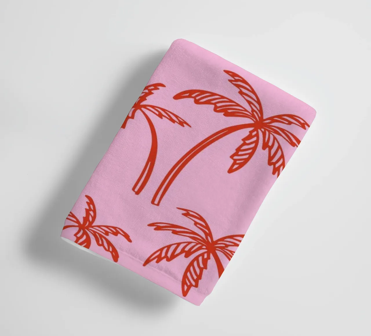 Tropical Palm Tree Pattern – Pink and Red Retro Beach Vibes towel by pdigitalprints