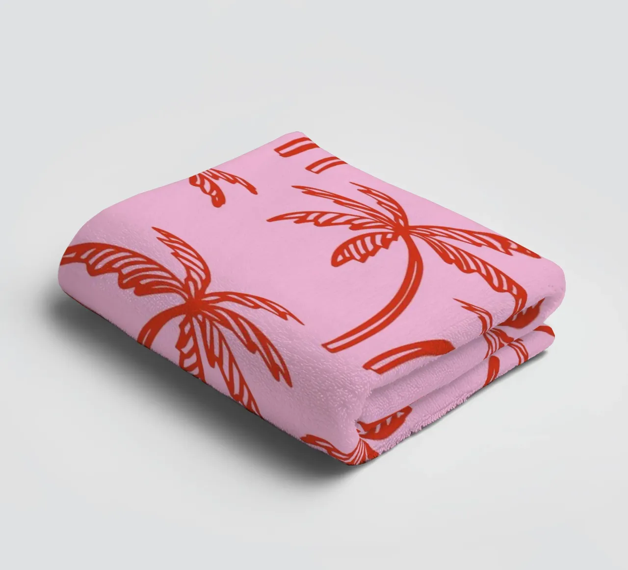 Tropical Palm Tree Pattern – Pink and Red Retro Beach Vibes towel by pdigitalprints