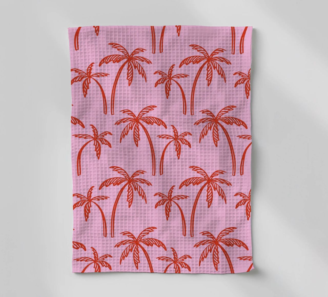Tropische Palme Muster - Rosa und Rot Retro Strand Vibes Geschirrtuch von pdigitalprints