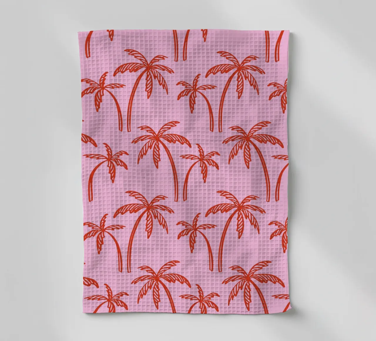 Tropische Palme Muster - Rosa und Rot Retro Strand Vibes Geschirrtuch von pdigitalprints