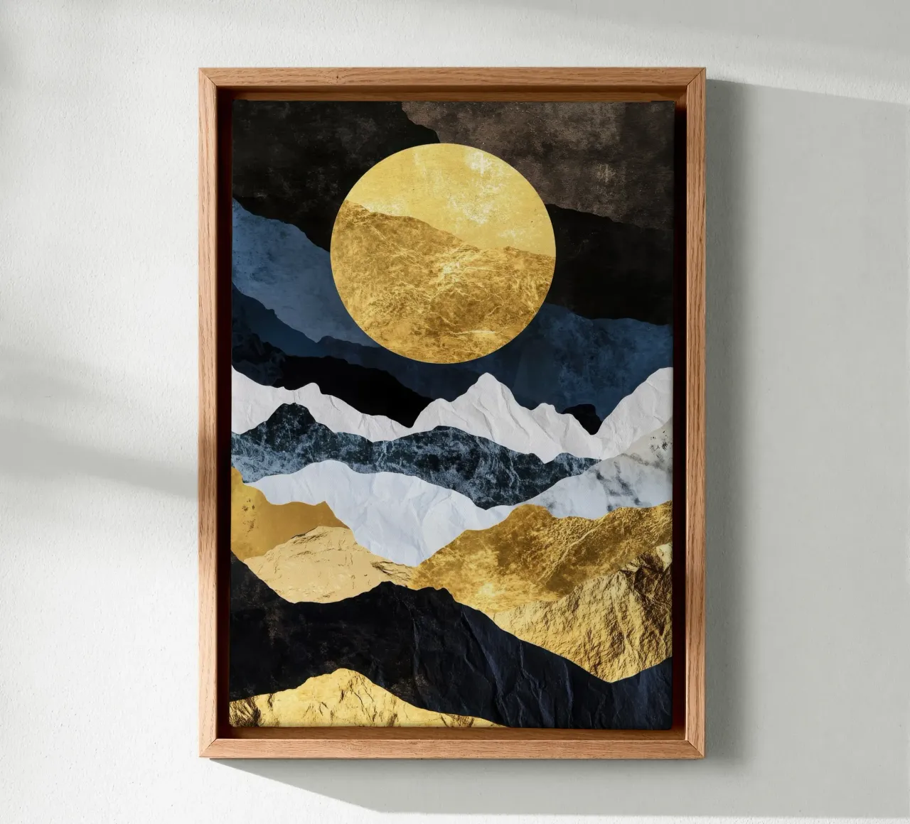 Golden Sun in Abstract Mountains tela con Cornice a cassetta da Niklas