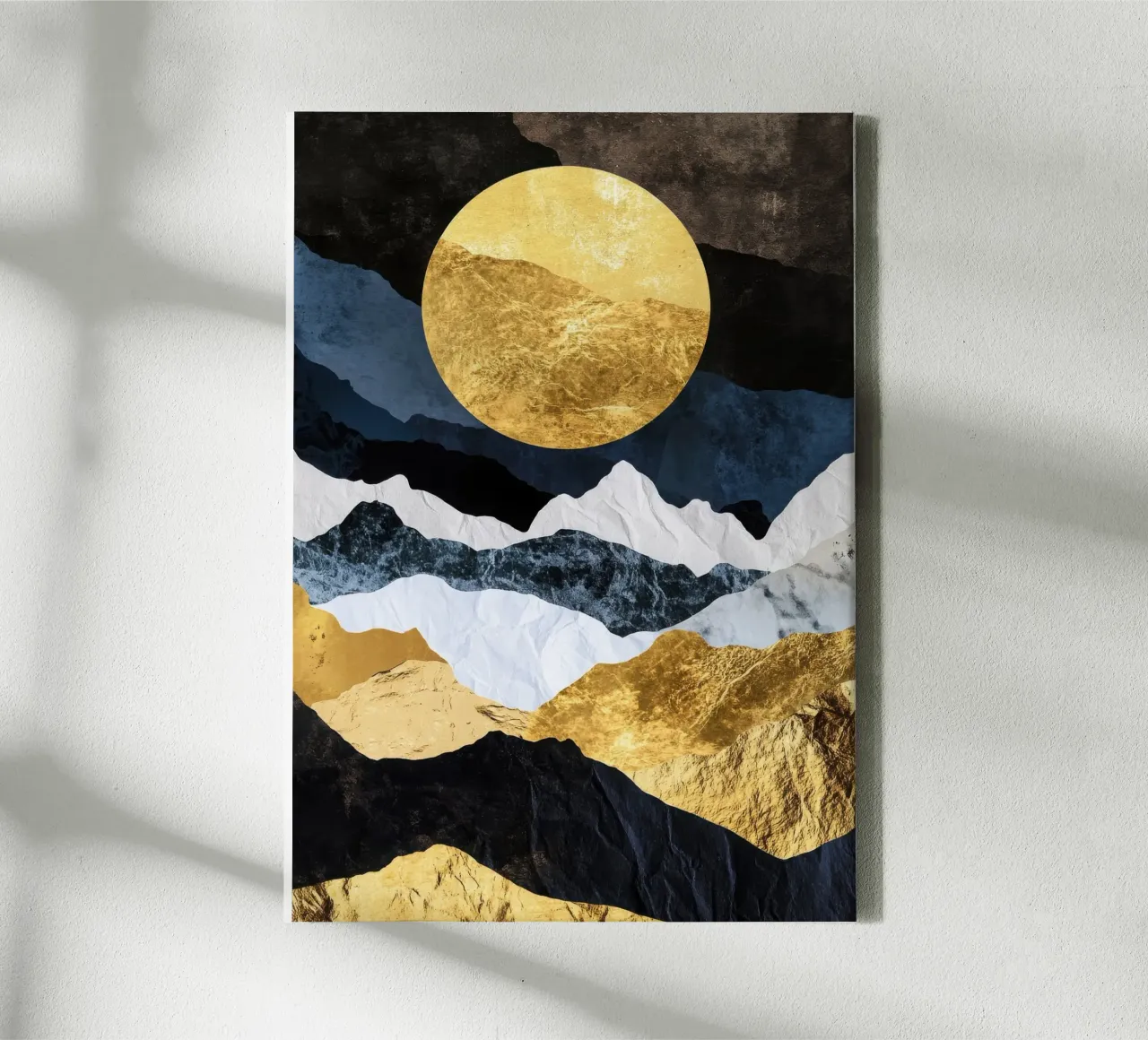 Golden Sun in Abstract Mountains tela con Cornice a cassetta da Niklas