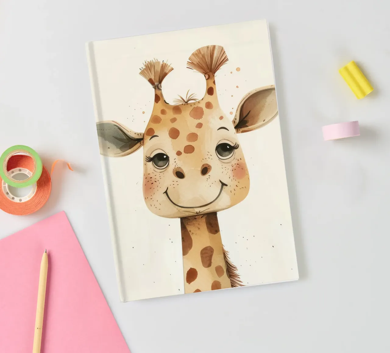 Adorable Giraffe Head & Neck Design Elegant Wildlife notebook by DesignDoodle
