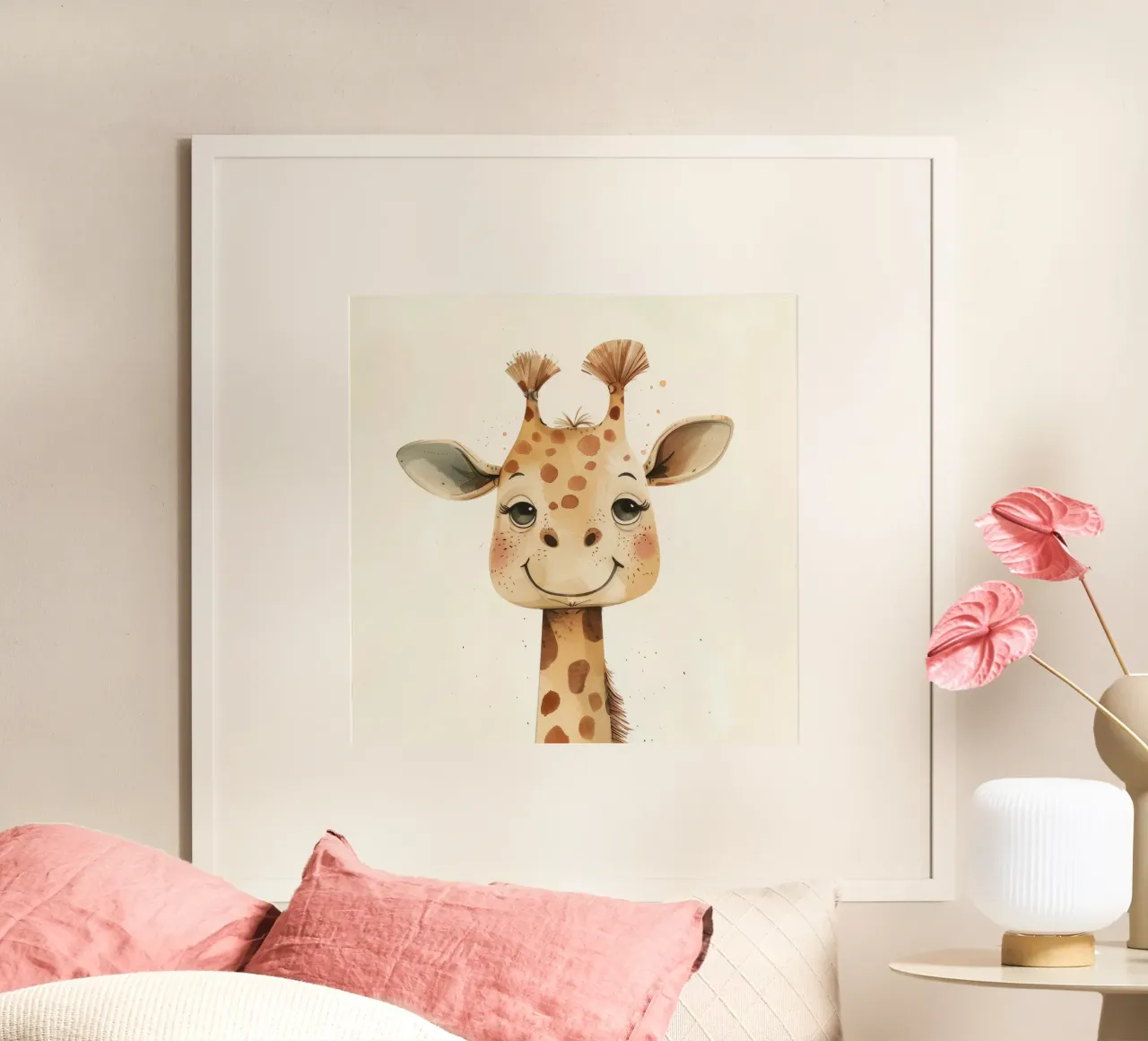 Adorabile testa e collo di giraffa Design elegante della fauna selvatica poster da DesignDoodle