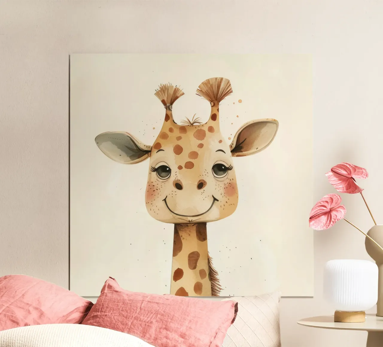 Adorabile testa e collo di giraffa Design elegante della fauna selvatica poster da DesignDoodle