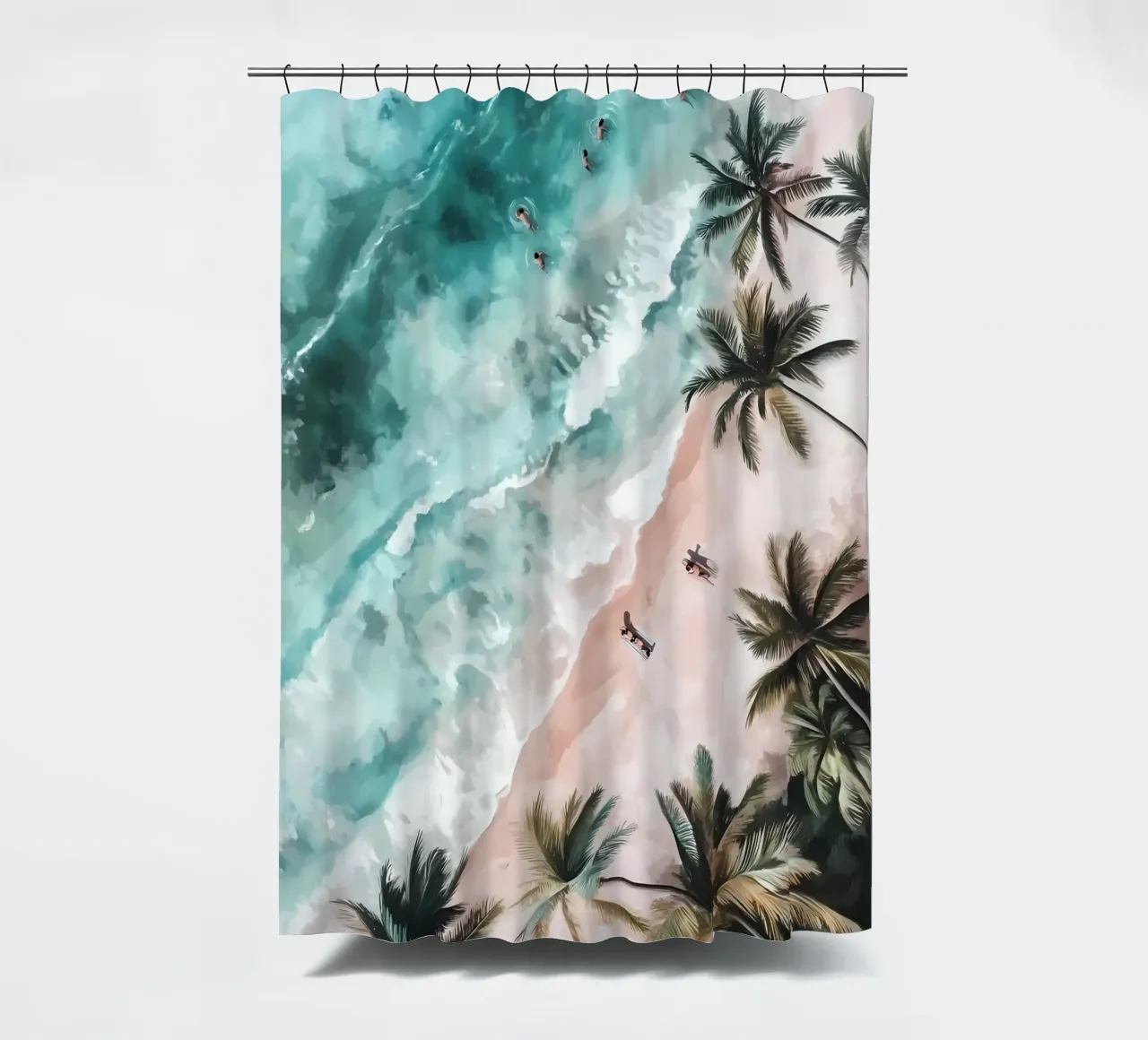 Aerial Beach shower curtain by IamHomeStudio